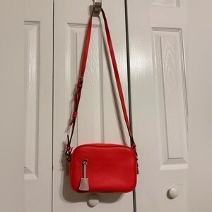 J Crew Red Leather Crossbody Camera Bag